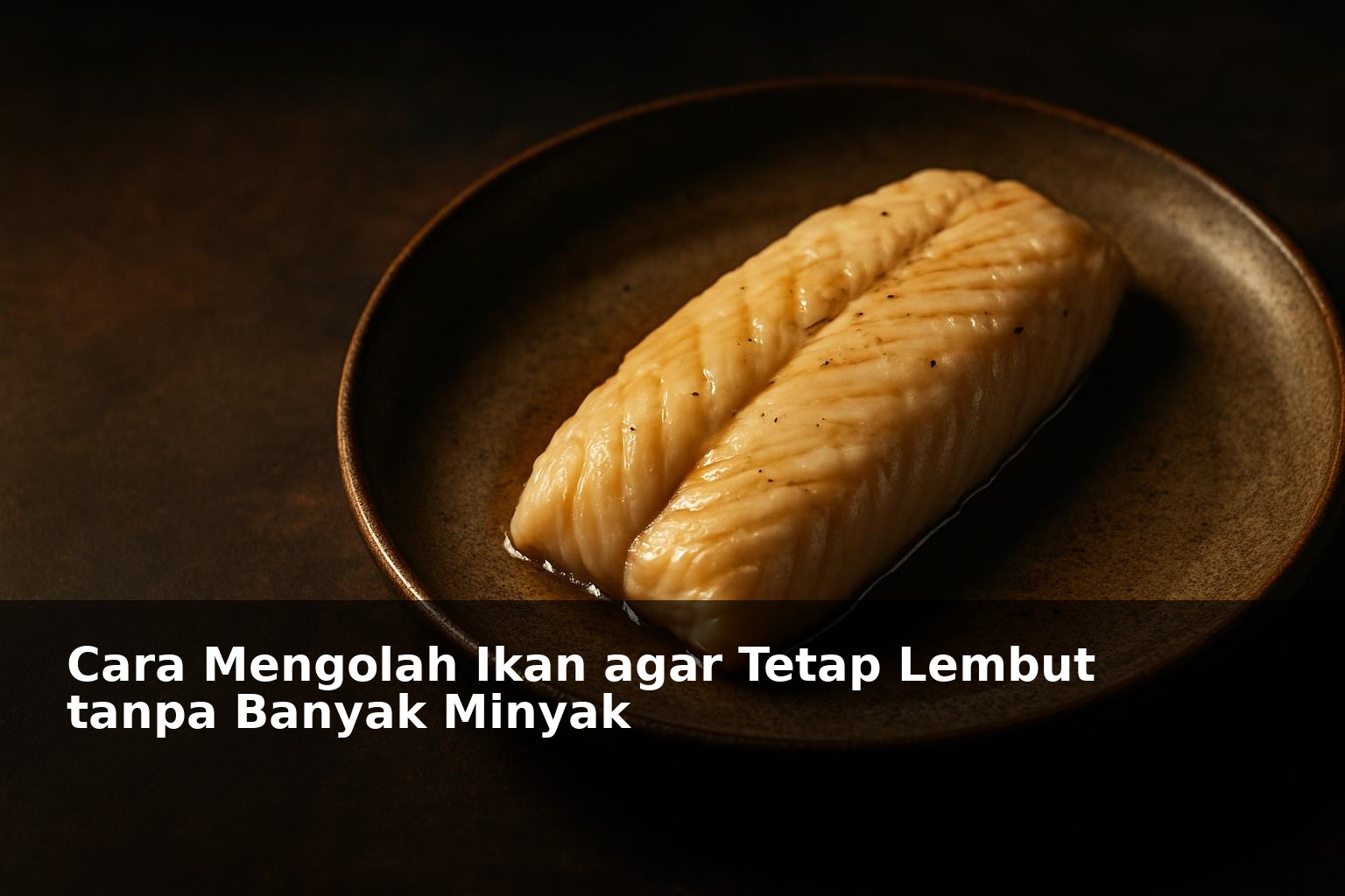 Ikan segar di atas piring dengan tampilan lembut dan sedikit minyak