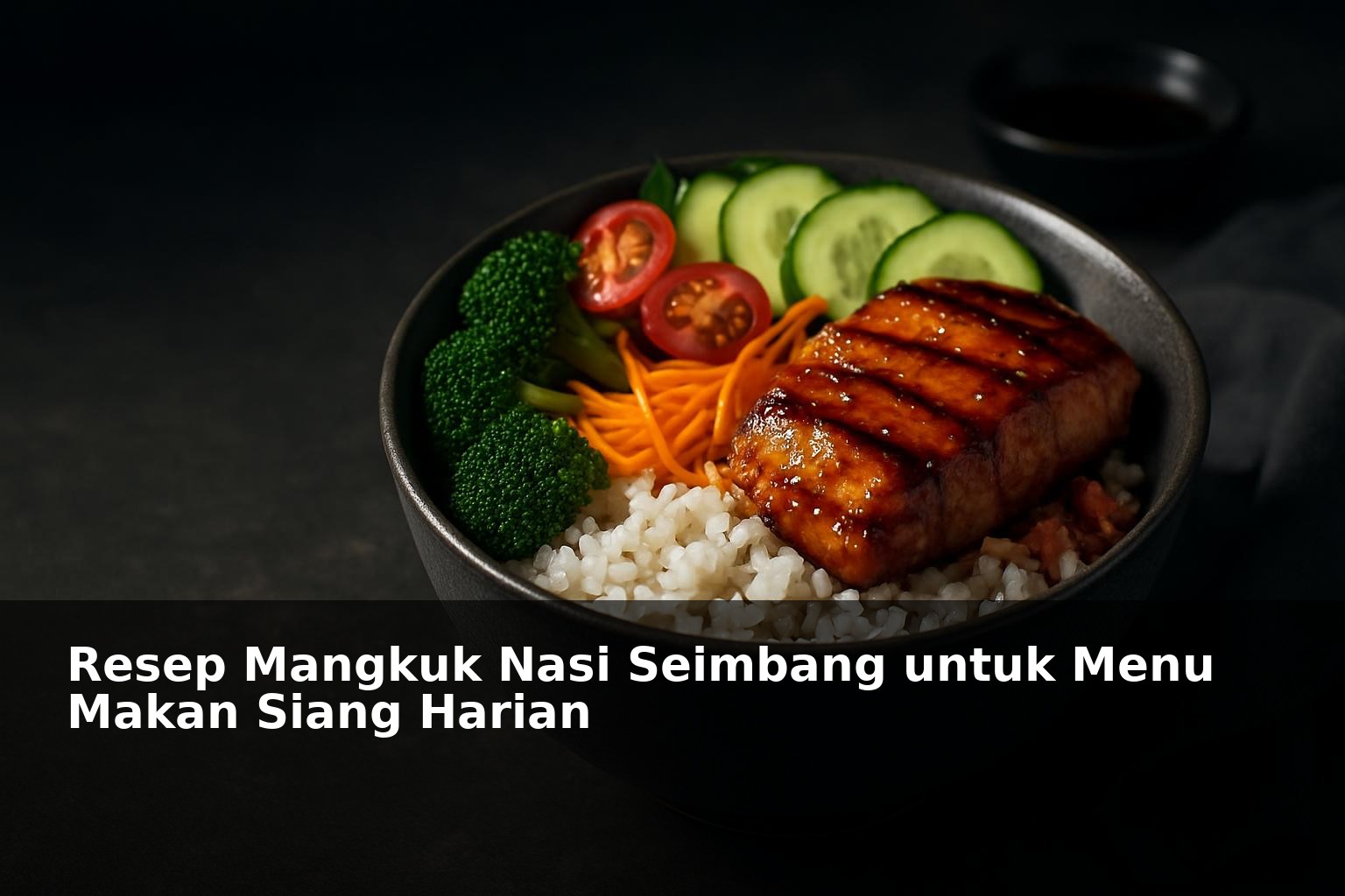 Mangkuk nasi seimbang dengan sayuran segar dan lauk sehat