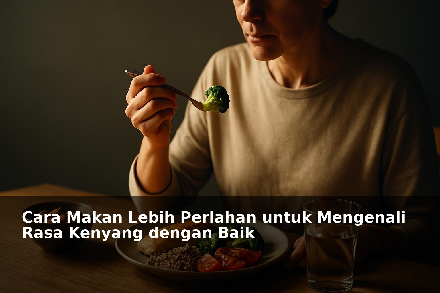Ilustrasi seseorang makan dengan perlahan dan menikmati makanan