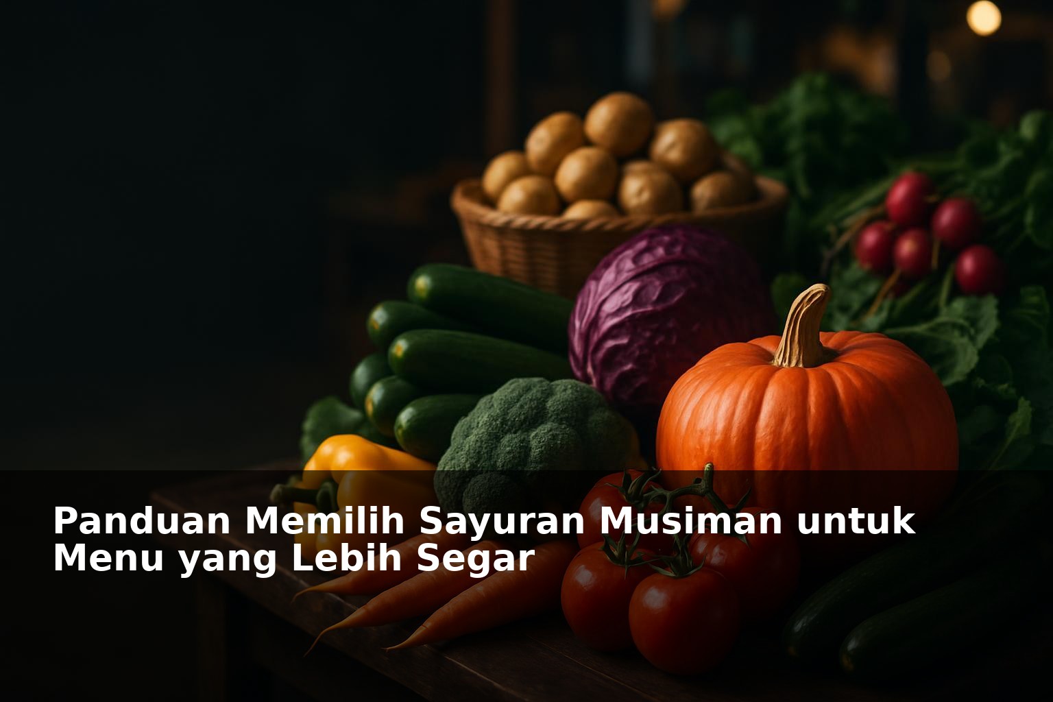 Sayuran segar warna-warni dipajang di pasar tradisional