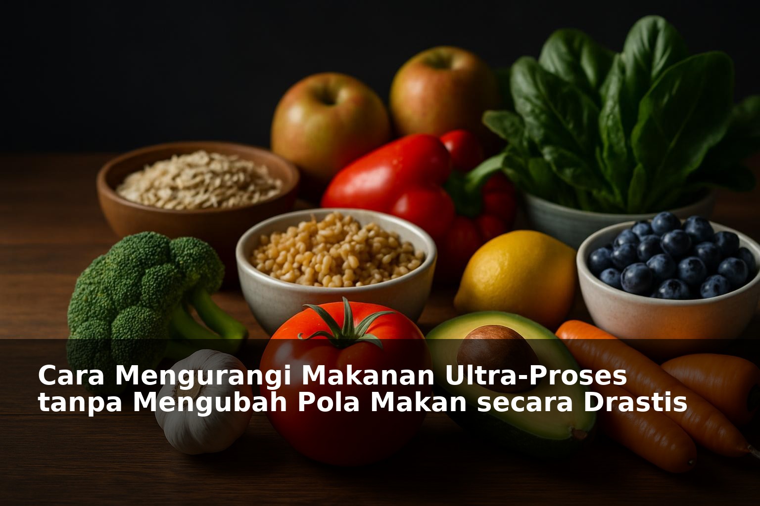 Ilustrasi makanan sehat sebagai alternatif makanan ultra-proses